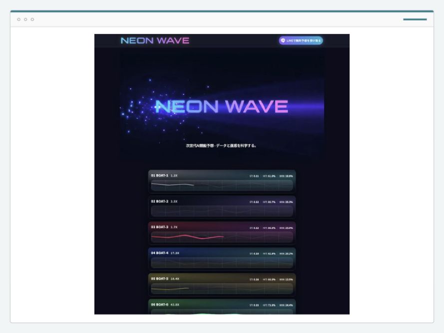 NEON WAVE（ネオンウェーブ）のサイト画面