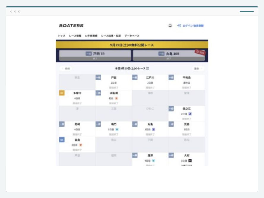 ボーターズAIのサイト画面